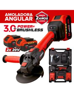 KOMMBERG AMOLADORA ANGULAR BRUSHLESS INALÁMBRICA 115 MM 20V ROJO
