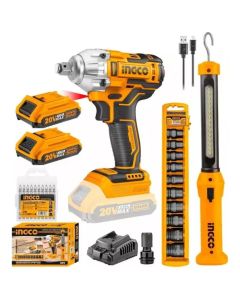 INGCO LLAVE DE IMPACTO 20V BATERIA + CARGADOR + LINTERNA
