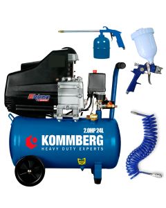 COMPRESOR KOMMBERG ACOPLE 2HP 24L + KIT 3 PIEZAS (KB-D2024K3)