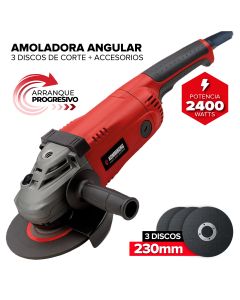 Amoladora Angular Kommberg 2400 W + 3 Discos 230mm