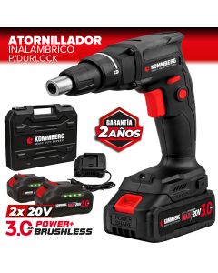 Atornillador para Durlock Inalámbrico Kommberg 20V + 2 Baterías 3.0Ah + Maletín