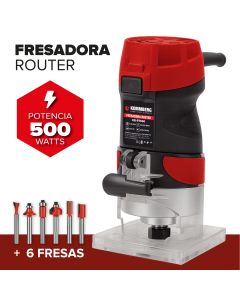 Fresadora Router Kommberg 500w Rebajadora Tupi 6.35mm 1/4 + 6 Fresas