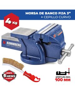 MORSA BANCO FIJA DE 3" KOMMBERG (KB-MB3) + CEPILLO CURVO