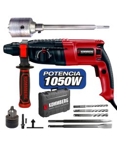 Combo Rotomartillo Sds Plus 3.5j 1050w Kommberg + Mecha Copa Pared