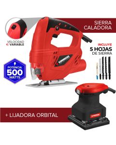 Sierra Caladora Vel Variable 500w + Lija Orbital 240w Kommberg
