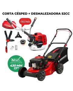 Combo Cortadora De Césped Naftera 6 Hp 17 PuLG 45 Litros + Desmalezadora 52 Cc Kommberg