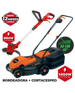 Combo Cortacésped 1400w + Bordeadora 550w Kommberg