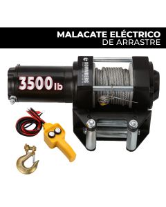 Malacate Eléctrico Kommberg Arrastre Horizontal 3500lb 1590kg 1.5hp Cable Acero 10mts Con Guías Y Control Remoto