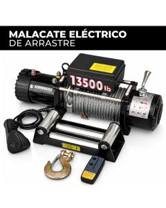 Malacate Eléctrico Kommberg Arrastre Horizontal 13500lb 6125kg 6hp Cable Acero 24mts Con Guías Y Control Remoto