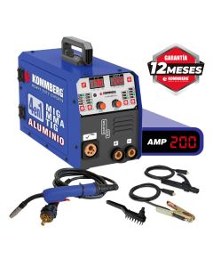 KOMMBERG SOLDADORA INVERTER MAG200 IGBT 4EN1 ALUMINIO