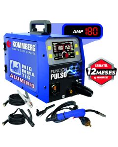 COMBO KOMMBERG SOLDADORA MAG 4EN1 ALUM PULSE + VAINA TEFLONADA + RUEDA DEVANADOR