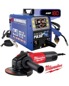 Soldadora Pulso 4 En 1 Mig Flux Alumin + Amoladora Milwaukee